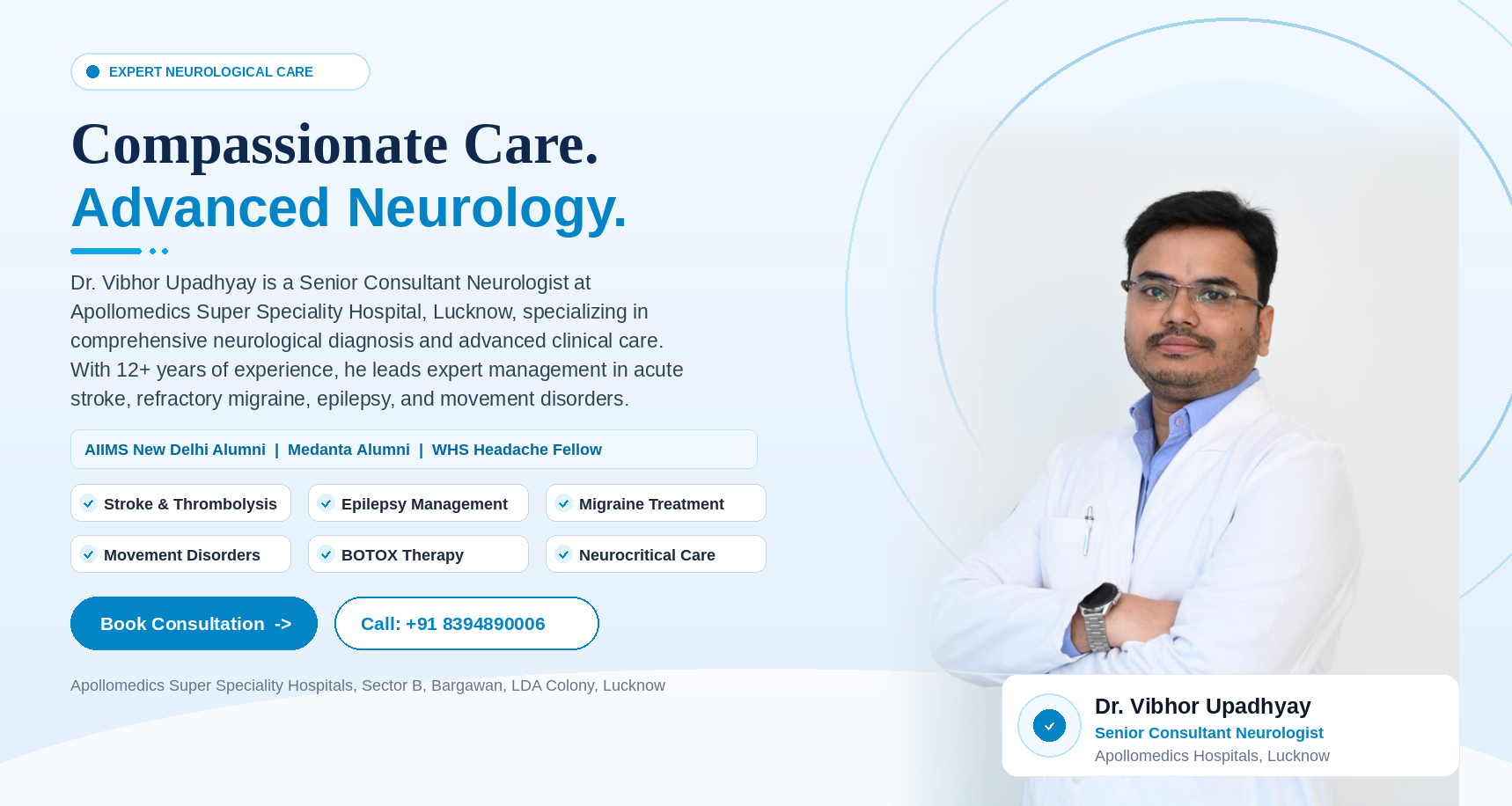 Dr. Vibhor Upadhyay - Senior Consultant Neurologist - Apollomedics Hospital Lucknow