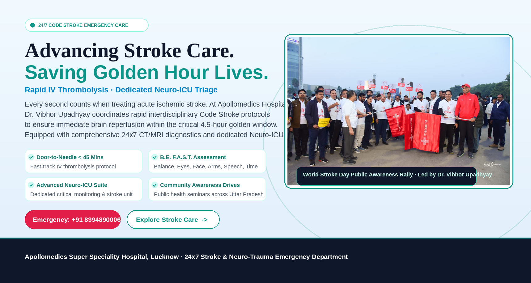 24/7 Code Stroke Emergency Care & Rapid IV Thrombolysis - Apollomedics Hospital Lucknow